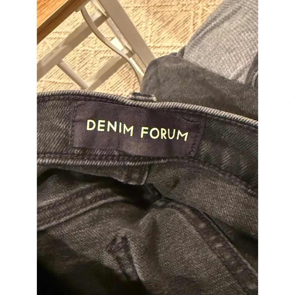 Denim Forum The Yoko High Rise Slim Jeans Faded Black Raw Hem Size 30